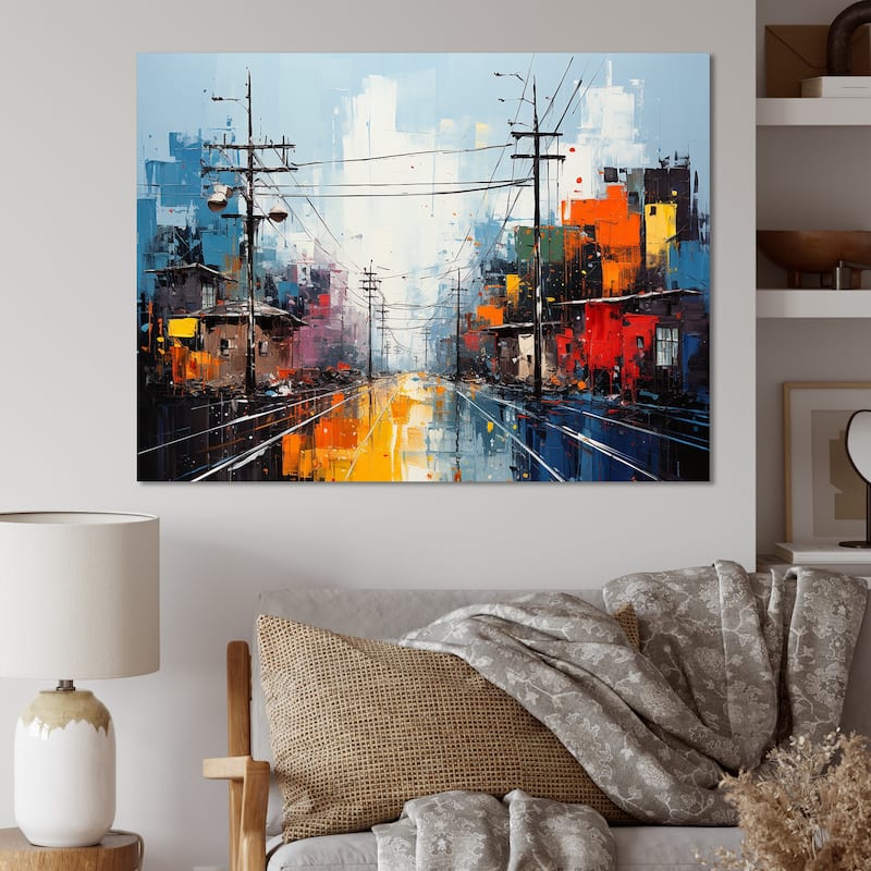 Designart "Power Lines Electric Intersections I" Power Lines Wall Art Living Room Bed Bath
